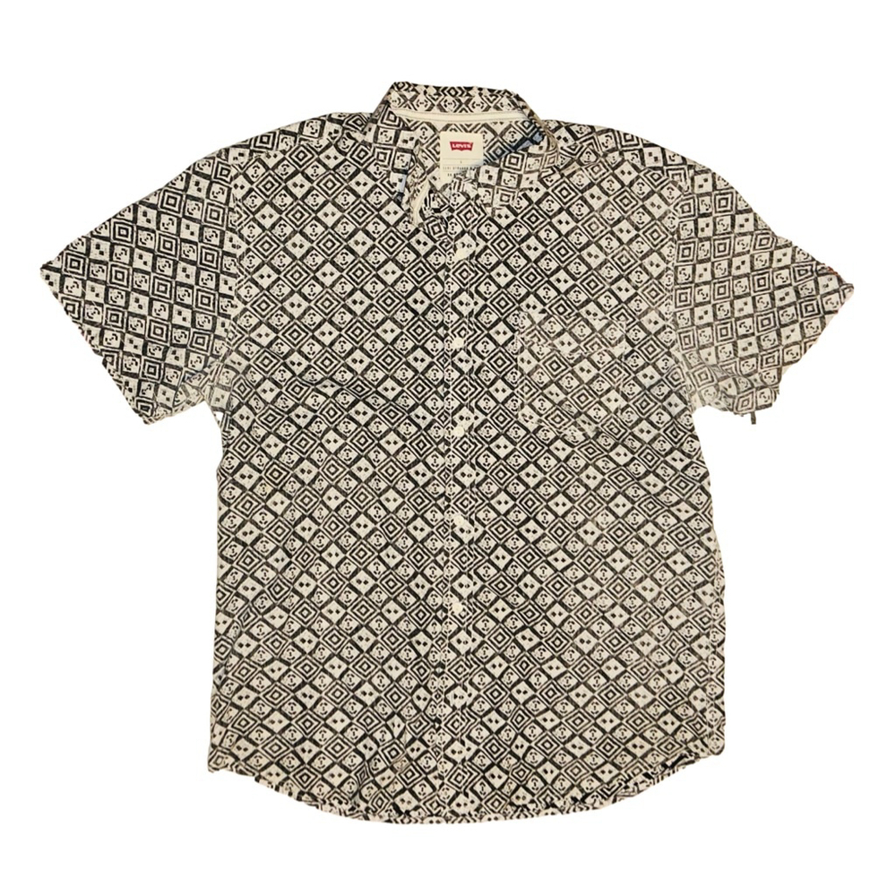 Men's Levi's Casual Button Down Shirt L Grey & White